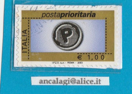 USATI ITALIA POSTA PRIORITARIA 2003 - Ref.1428B "5^ Emissione" 1 Val. Da €1,00 - - 2001-10: Oblitérés