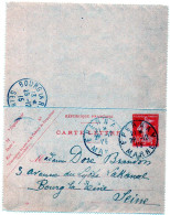 1915 - Carte Lettre Semeuse 10c Rouge - Epernay / Marne - Kartenbriefe