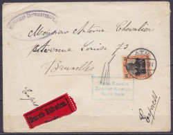 Env. En Exprès Affr. OC19 Càpt ATH /?.2.1918 Pour BRUXELLES - Rare Cachet Tril. [Ohne Kosten / Zonder Kosten / Sans Frai - OC1/25 Gouvernement Général