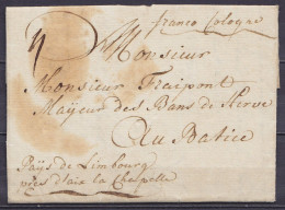 L. Datée 29 Mars 1780 De FRANCFORT Pour Monsieur Fraipont Des Bans De HERVE à BATICE "Pays De Limbourg Près D'Aix La Cha - 1714-1794 (Pays-Bas Autrichiens)