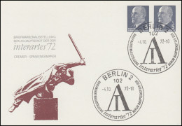 PP 11/33 Ulbricht 5+5 Pf Interartes'72 - Spanienkämpfer, SSt BERLIN 1972 - Altri & Non Classificati