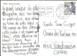 SUISSE Ca.1988: CP Ill.  De Samedan Pour Vandoeuvres - Covers & Documents