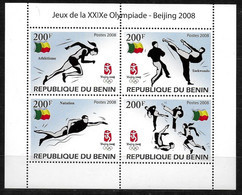 BENIN  Feuillet  N° 989/92 * *  ( Cote 12e ) Jo 2008 Course Taekwondo Natation - Unclassified