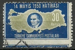 Turkey; 1950 General Elections 30 K. ERROR "Shifted Perf." - Oblitérés