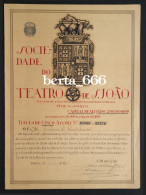 Portugal Theatre Share * Sociedade Do Teatro De S. João * Porto * Título De 5 Acções * 1920 * Shareholding - Cinéma & Theatre