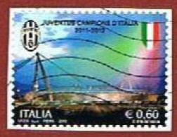 ITALIA  REPUBBLICA - UNIF. Nc  -  2012      JUVENTUS CAMPIONE D' ITALIA - AUTOADESIVO USATO DA MINIFOGLIO - 2011-20: Afgestempeld