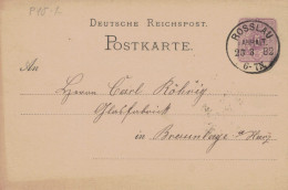 Ganzsache 5 Pfennig - Rosslau 1882 > Röhrig Glasfabrik Braunlage Harz - Briefkaarten