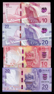 Macao Set 4 Banknotes 10 20 Patacas  BDC BNU 2020 (2024) Pick 90 91 129 130 Sc Unc - Macao