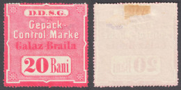 DDSG D.D.S.G. Danube Donau Revenue Tax Romania Austria Hungary KuK K.u.K Steamer Ship Parcel Packet 20 B GALAZ BRALIA - Revenue Stamps