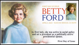 USA 2024 Betty Ford,Wife Of President Gerald Ford,Health,Breast Cancer Awareness,First Lady,FDC (**) - Lettres & Documents