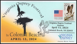 USA 2024 Virginia Osprey Festival,Eagle,Colonial Beach,Flag,Nest,Fish,Bird, Event Cover (**) - Covers & Documents