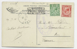 ENGLAND HALF PENNY + ONE PENNY PAQUEBOT 1921 CARTE CARD MADEIRA TO FRANCE - Briefe U. Dokumente