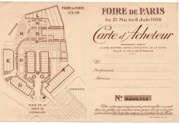 Foire De Paris 1938 - Carte Acheteur - Biglietti D'ingresso