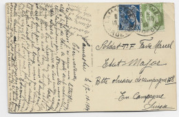 FRANCE PAIX MERCURE CARTE LAMASTRE ARDECHE 18.10.1939 POUR SOLDAT ETAT MAJOR EN CAMPAGNE SUISSE - Postmarks
