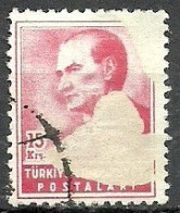 Turkey; 1955 Regular Postage Stamp 15 K. ERROR "Printing Stain" - Oblitérés