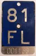 Velonummer Liechtenstein FL 81, Blau - Plaques D'immatriculation
