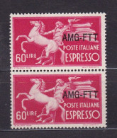 1950 Italia  Italy Trieste A  60 Lire Espresso (x 2) MNH** Coppia Express Pair - Correo Urgente