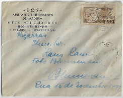 Brazil 1962 Otto Schumacher Commercial Cover From Piçarras To Blumenau Stamp Centenary Júlio Mesquita Lawyer Journalist - Lettres & Documents