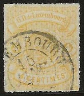 Luxembourg  .  Y&T   .   14  (2 Scans) . 1865-73  .  Percés En Lignes Blanches    .    O   .    Oblitéré - 1859-1880 Wapenschild