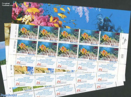 Israel 2011 Visit Israel 3 M/s, Mint NH, Nature - Various - Fish - Tourism - Unused Stamps (with Tabs)