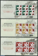 Switzerland 2015 Accession Of Geneve, Neuchatel & Valais 3 M/s, Mint NH, History - Various - Coat Of Arms - History - .. - Neufs
