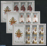 Vatican 2005 Pope Benedict XVI, 3 M/s, Mint NH, Religion - Pope - Unused Stamps