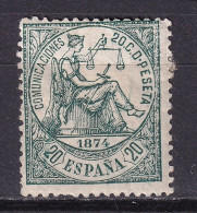 1874 ALEGORÍA JUSTICIA 20 Cts. NUEVO*. VER. 175 €. BONITO - Unused Stamps