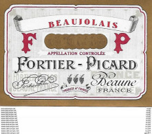 ETIQUETTES De Vins.  FORTIER-PICARD   (Beaune).  75cl. ..C454 - Beaujolais