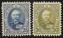 Luxembourg  .  Y&T .   62/63    .   *    .    Neuf Avec Gommec - 1891 Adolphe De Face