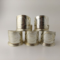 Vintage Soviet Russian Set Of 5 Podstakannik Tea Cup Holders USSR Gorky #5567 - Kopjes