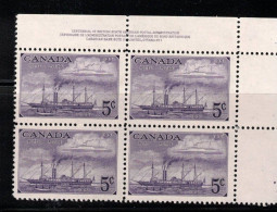 CANADA Scott # 312 MNH - Stamp Centennial UR Plate Block - Neufs
