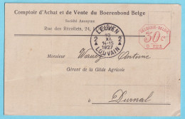 CP Comptoir Du Boerenbond Rue Des Récollets 24 LEUVEN LOUVAIN  Affranchissement Mécanique B223 10 XI 1927 Vers Durnal - ...-1959