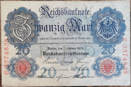 Billet Allemagne 20 Mark 7 - 2 - 1908 / Reichsbanknote - 20 Mark
