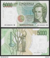 1992 Italia Lire 5.000 Vincenzo Bellini FDS Rif. BI 69C Gigante - Otros & Sin Clasificación