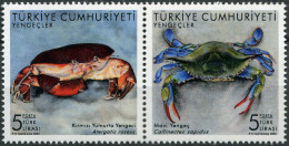 TURKEY - 2022 - BLOCK OF 2 STAMPS MNH ** - Crabs Of Turkey - Unused Stamps