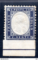 Vitt. Emanuele II° Cent. 20 Varietà Non Dentellato In Basso - Mint/hinged