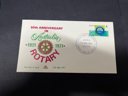 12-5-2024 (4 Z 47 B)  Australia FDC - 1971 - (ROYAL FDC) Rotary 50th Anniversary - Premiers Jours (FDC)