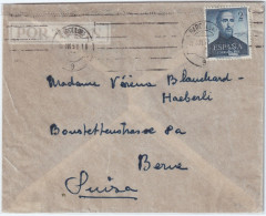 ESPAGNE / ESPAÑA - 1952 Ed.1118 San Francisco Javier Sobre Carta De Barcelona A BERN, SUIZA - Lettres & Documents