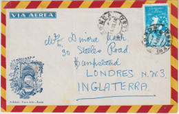 ESPAGNE / ESPAÑA - 1955 Ed.1182 3P Azul Centenario Del Telégrafo Sobre Carta Via Aerea De RONDA A LONDRES, Inglaterra - Brieven En Documenten