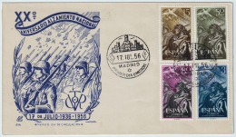 ESPAGNE / ESPAÑA - 1956 Ed.1187/90 XX. Aniversario Del Alzamiento Nacional Sobre Carta Primer Dia - Brieven En Documenten