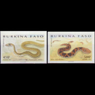 BURKINA FASO 1995 - #1019-20 Snakes Imperf. 450-500f MNH - Burkina Faso (1984-...)