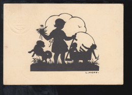 Scherenschnitt-AK Luise Hoff: Puppenmütterchen, SCHWÄBISCH HALL-HESSENTAL 1936 - Silhouetkaarten