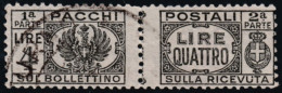 ITALY ITALIA LUOGOTENENZA 1946 PACCHI POSTALI 4 LIRE  (Sass. 63) USATO OFFERTA! - Postal Parcels