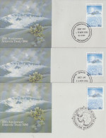 AAT 1986 Antarctic Treaty 1v  5 FDC   (4 Bases + Melbourne) (00184) - FDC