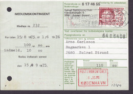 Denmark SOLRØD BADMINTON KLUB, Slogan KØGE 1975 Postgiro Card Karte (Cz. Slania) - Lettres & Documents