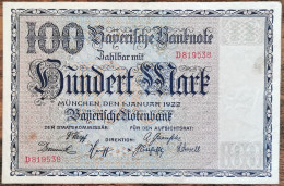 Billet Allemagne 100 Mark 1 - 1 - 1922 / Reichsbanknote - 100 Mark