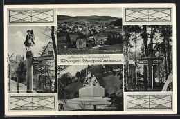 AK Furtwangen /Schwarzwald, Holzgeschnitzte Wegweiser, Kriegerdenkmal, Gesamtansicht  - Furtwangen