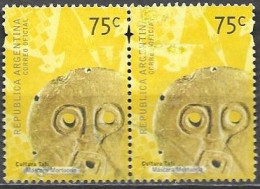 Argentina 2000 Definitives Culture Mascara Mortuoria Death Mask Mi. 2594 Pair Used Cancelled Gestempelt Oblitéré - Used Stamps