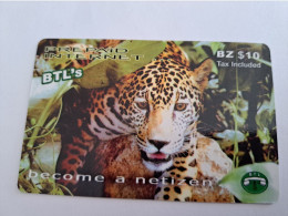 BELIZE Prepaid Card  $ 10 ,-/ LEOPARD / BECOME A NETIZEN / ANIMAL   / PREPAID /    FINE USED CARD   **16645** - Belize