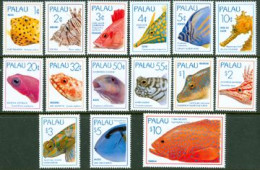 PALAU 1995 -  Poissons - Série Courante Complète Avec $ 10.00 - 15 V. - Palau